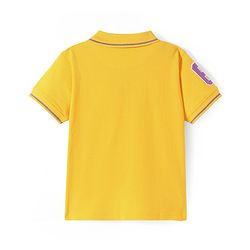 Pine Kids Cotton Knit Half Sleeves Polo T-Shirt with Text Print - Mustard Yellow
