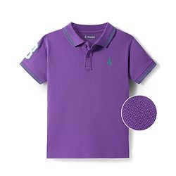 Pine Kids Cotton Knit Half Sleeves Polo T-Shirt with Number Embroidery - Light Pink