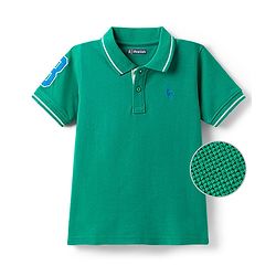 Pine Kids Cotton Knit Half Sleeves Polo T-Shirt with Number Embroidery - Light Pink