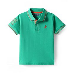 Pine Kids Cotton Knit Half Sleeves Polo T-Shirt with Number Embroidery - Light Pink