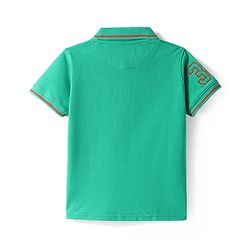 Pine Kids Cotton Knit Half Sleeves Polo T-Shirt with Number Embroidery - Light Pink