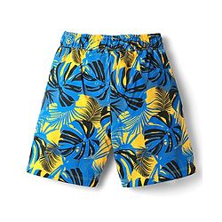 Pine Kids Single Jersey Knit Sleeveless Shorts Night Suit With Leaf Print - Yellow & Blue