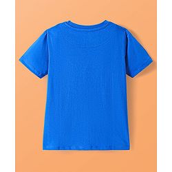 Pine Kids Single Jersey Knit Half Sleeves Shorts Night Suit with Text Print - Blue