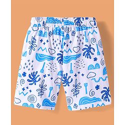 Pine Kids Single Jersey Knit Half Sleeves Shorts Night Suit with Text Print - Blue