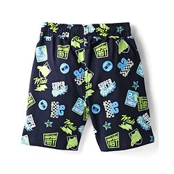 Pine Kids Single Jersey Knit Half Sleeves Shorts Night Suit with Super Racer Text Print - Limegreen