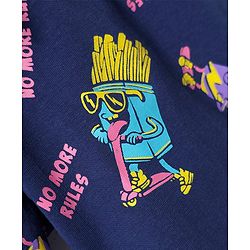 Pine Kids Single Jersey Knit Half Sleeves Shorts Night Suit With Snacks Print - Navy Blue