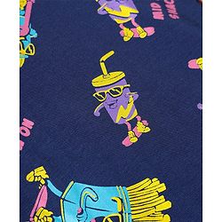 Pine Kids Single Jersey Knit Half Sleeves Shorts Night Suit With Snacks Print - Navy Blue