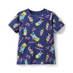 Pine Kids Single Jersey Knit Half Sleeves Shorts Night Suit With Snacks Print - Navy Blue