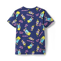 Pine Kids Single Jersey Knit Half Sleeves Shorts Night Suit With Snacks Print - Navy Blue