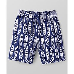Pine Kids Single Jersey Knit Half Sleeves Shorts Night Suit With Surfing Print - Navy Blue