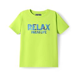 Pine Kids Single Jersey Knit Half Sleeves Palm Tree Printed Shorts Night Suit - Limegreen & Blue