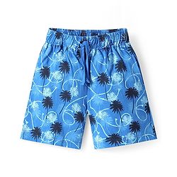 Pine Kids Single Jersey Knit Half Sleeves Palm Tree Printed Shorts Night Suit - Limegreen & Blue