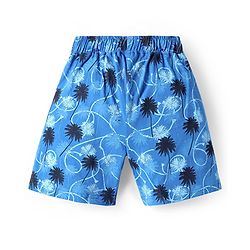 Pine Kids Single Jersey Knit Half Sleeves Palm Tree Printed Shorts Night Suit - Limegreen & Blue
