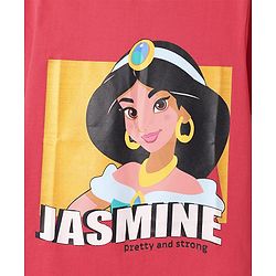 Pine Kids Disney Single Jersey Knit Half Sleeves T-Shirt With Jasmine Graphic - Red