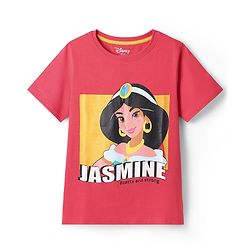 Pine Kids Disney Single Jersey Knit Half Sleeves T-Shirt With Jasmine Graphic - Red