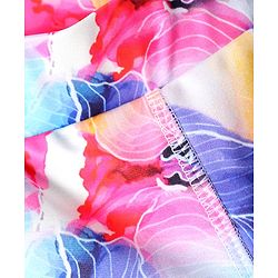 Pine Active Knit Full Length Super Stretch Leggings With Floral Print - Violet