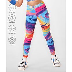 Pine Active Full Length Super Stretch Leggings - Blue & Purple