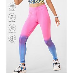 Pine Active Full Length Super Stretch Leggings With Ombre Design - Pink
