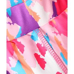 Pine Active Knit Full Length Super Stretch Leggings With Abstract Print - Dark Pink