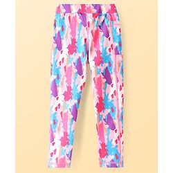 Pine Active Knit Full Length Super Stretch Leggings With Abstract Print - Dark Pink