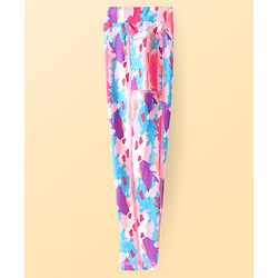 Pine Active Knit Full Length Super Stretch Leggings With Abstract Print - Dark Pink