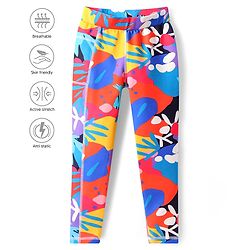 Pine Active Knit Full Length Super Stretch Leggings With Abstract Print - Multicolour