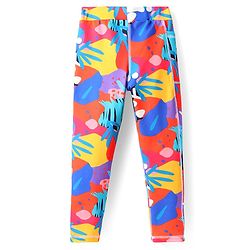 Pine Active Knit Full Length Super Stretch Leggings With Abstract Print - Multicolour