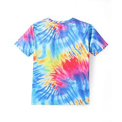 Pine Active Knit Half Sleeves T-Shirt With Tie & Dye Print - Blue