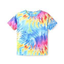 Pine Active Knit Half Sleeves T-Shirt With Tie & Dye Print - Blue
