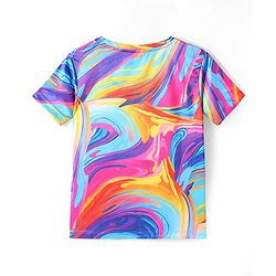 Pine Active Knit Half Sleeves T-Shirt With Abstract Print - Multicolour