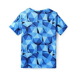 Pine Active Knit Half Sleeves T-Shirt Geometric Pattern - Blue