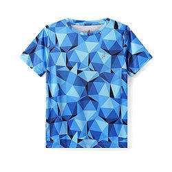 Pine Active Knit Half Sleeves T-Shirt Geometric Pattern - Blue