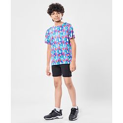 Pine Active Knit Half Sleeves T-Shirt with Tropical Theme Print - Multicolor