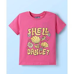Pine Kids Cotton Knit Half Sleeves T-Shirt with Lets Go Text Print Pack of 5 - Pink & Orange