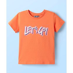 Pine Kids Cotton Knit Half Sleeves T-Shirt with Lets Go Text Print Pack of 5 - Pink & Orange