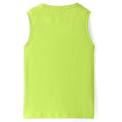 Pine Kids Cotton Knit Sleeveless Tank T-Shirt with Hustle Text Print - Limegreen