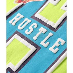 Pine Kids Cotton Knit Sleeveless Tank T-Shirt with Hustle Text Print - Limegreen