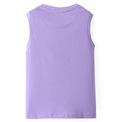 Pine Kids Cotton Knit Sleeveless Tank T-Shirt with Good Waves Text Print - Purple