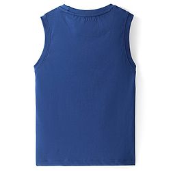 Pine Kids Cotton Knit Sleeveless Tank T-Shirt with Beach Theme Print - Blue