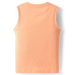 Pine Kids Cotton Knit Sleeveless Tank T-Shirt With Surf Machine Text Print - Coral