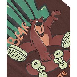 Pine Kids Cotton Knit Sleeveless Tank T-Shirt With Cool Text Print - Brown