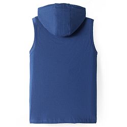 Pine Kids Cotton Knit Sleeveless Hooded T-Shirt with Text Print - Navy Blue