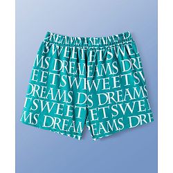 Pine Kids Single Jersey Knit Half Sleeves Shorts Night Suit With Text Print - White & Green