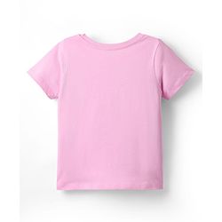 Pine Kids Single Jersey Knit Half Sleeves Shorts Nightsuit With Happy Days Text Print - Pink & Navy Blue