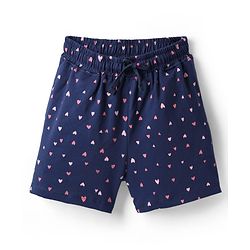 Pine Kids Single Jersey Knit Half Sleeves Shorts Nightsuit With Happy Days Text Print - Pink & Navy Blue