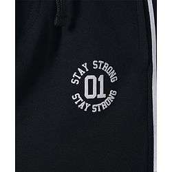 Pine Kids Cotton knit Full Length Lounge Pant with Text Print - Black
