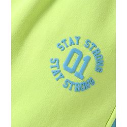 Pine Kids Cotton Knit Full Length Lounge Pants with Tape & Stay Strong Text Print -Limegreen