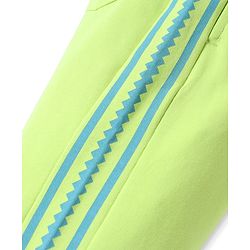 Pine Kids Cotton Knit Full Length Lounge Pants with Tape & Stay Strong Text Print -Limegreen