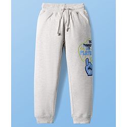 Pine Kids Knit Full Length Lounge Pant With Number One Player Print - Light Grey
