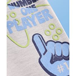 Pine Kids Knit Full Length Lounge Pant With Number One Player Print - Light Grey